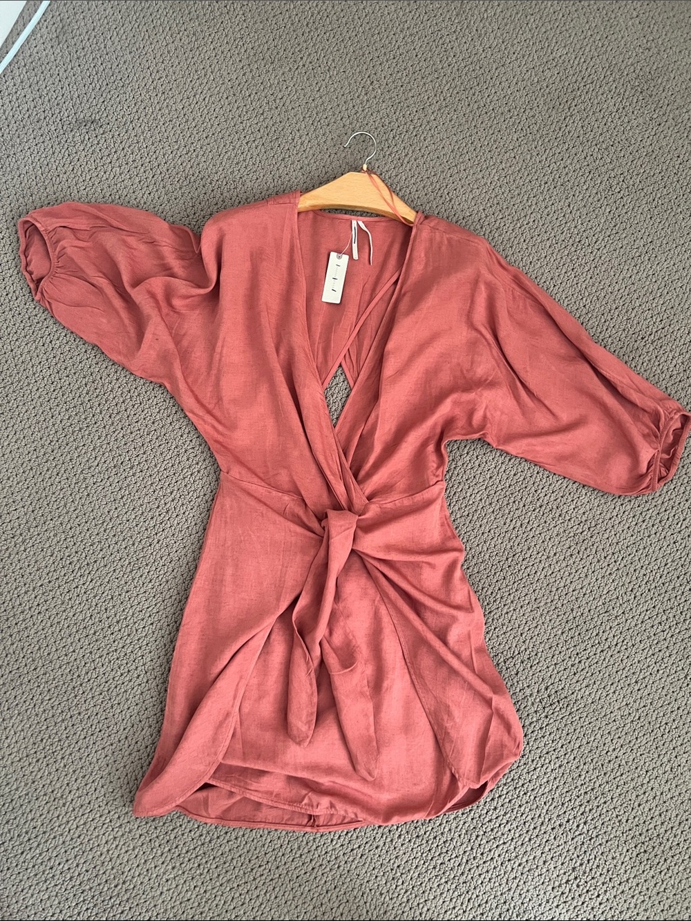 Anthropologie Terracotta Long Sleeve Wrap Dress